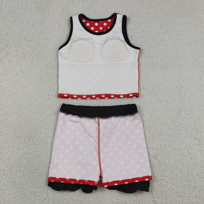 Baby Girls Kids Dots Red Shirt Scallop Skirt Shorts Yoga Active Set Clothes
