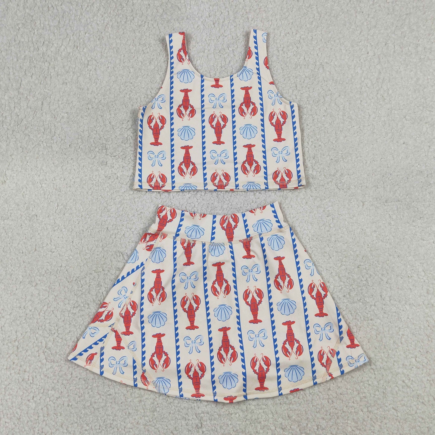 Sibling Baby Girls Kids Crawfish Baseball Bows Tops Shorts Skirt Skort Yoga Active Sets Clothes