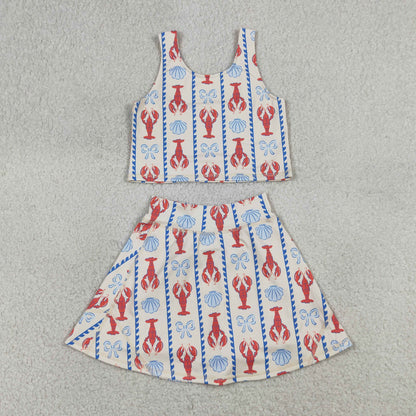 Sibling Baby Girls Kids Crawfish Baseball Bows Tops Shorts Skirt Skort Yoga Active Sets Clothes