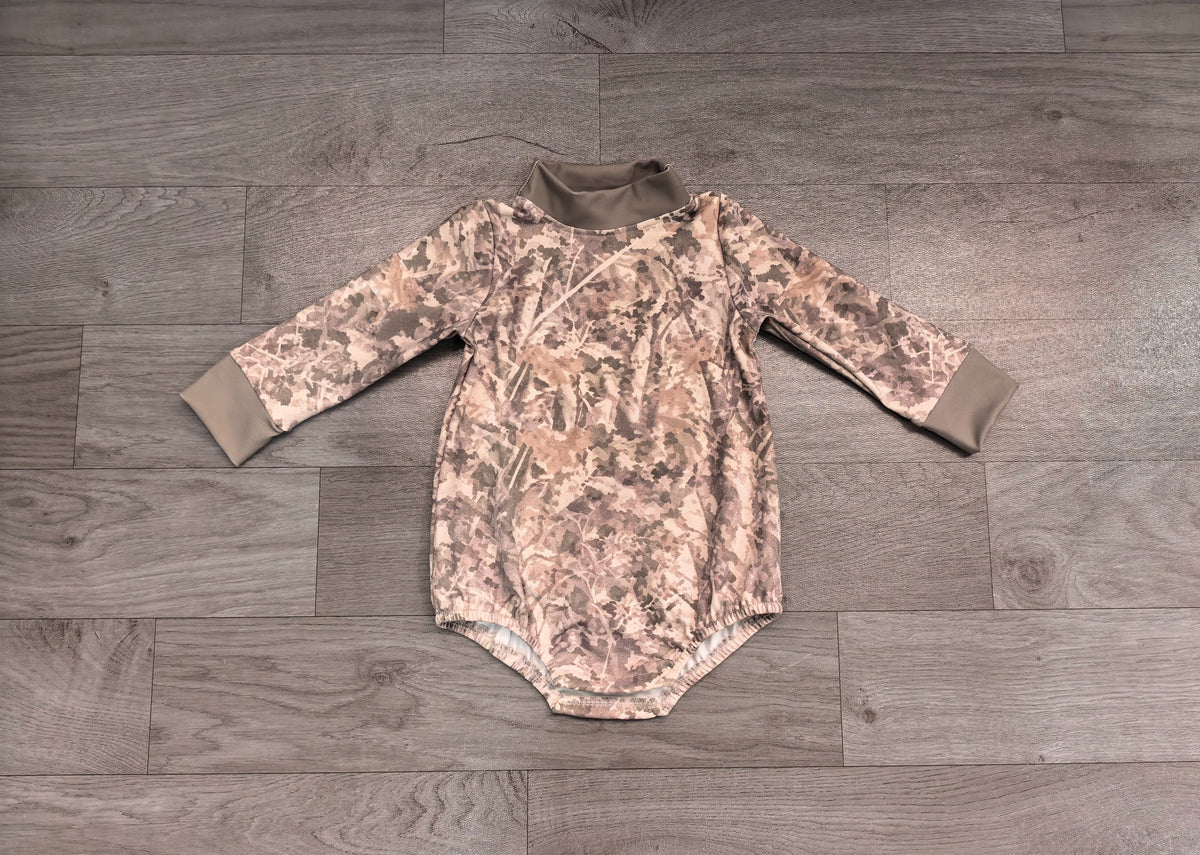 No moq Preorder Baby Kids Infant Camo Long Sleeves Bubble Romper Yoga Active Clothes
