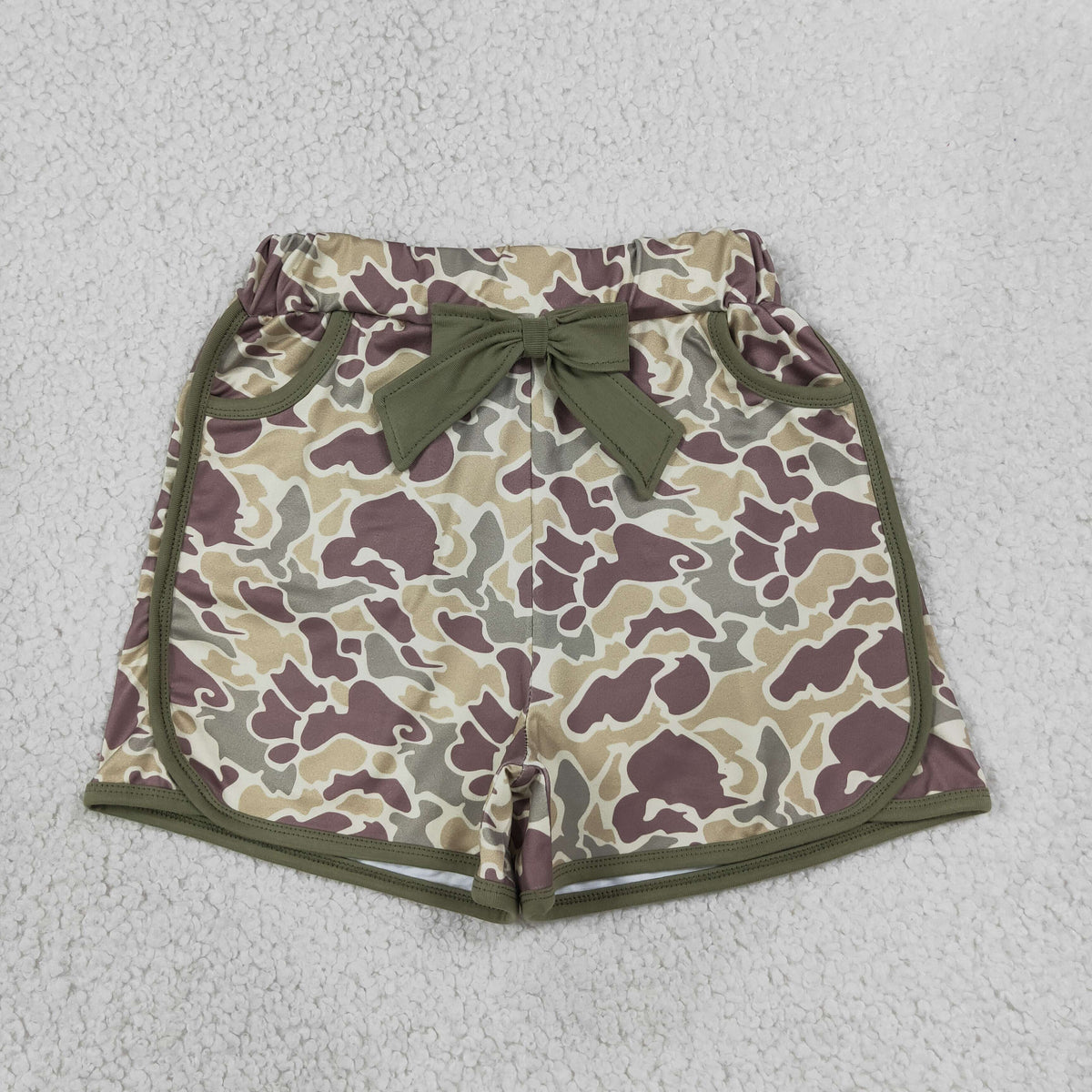 Sibling Baby Girls Bows Pockets Camo Shorts Summer Bottoms Clothes