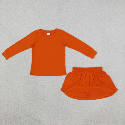 Baby Girls Kids Long Sleeves Shirt Pockets Skirt Shorts Cotton Set Clothes