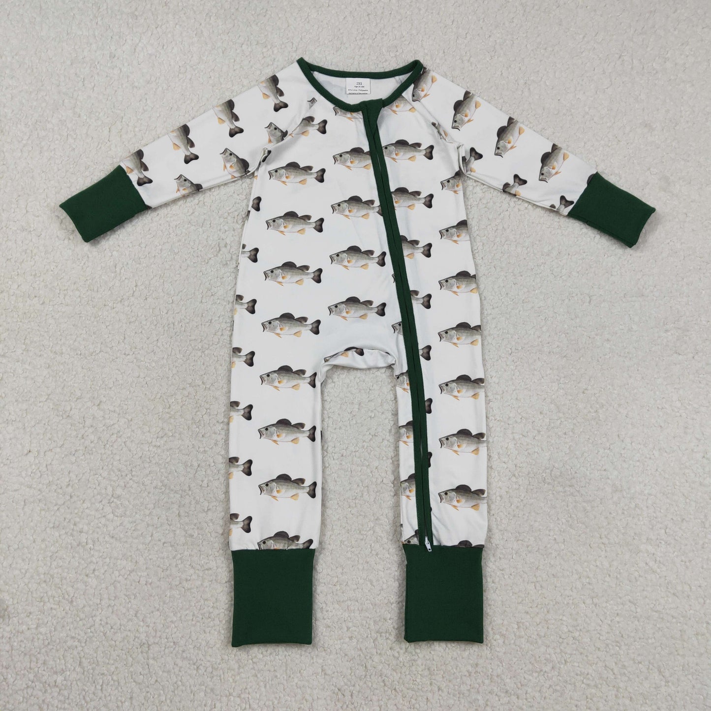 RTS Baby Boys Kids Long Sleeves Fish Zipper Pajamas Romper