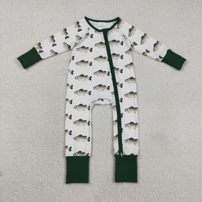 RTS Baby Boys Kids Long Sleeves Fish Zipper Pajamas Romper