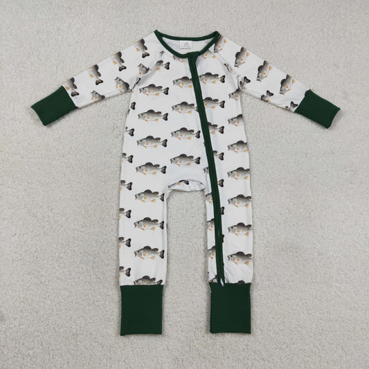 RTS Baby Boys Kids Long Sleeves Fish Zipper Pajamas Romper