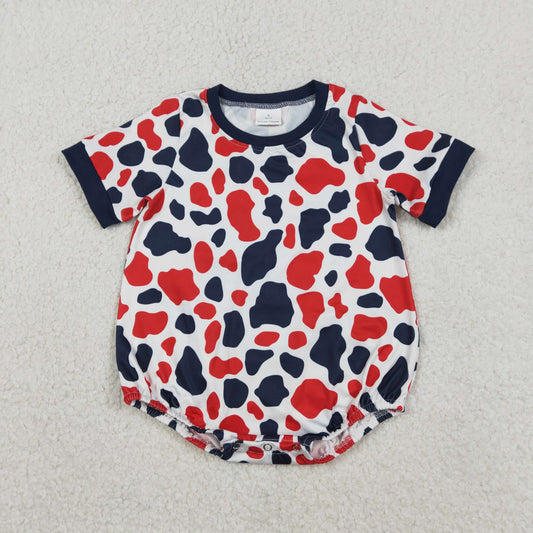 RTS Baby Boys Short Sleeves Red Blue Camo 4th of July Bubble Romper