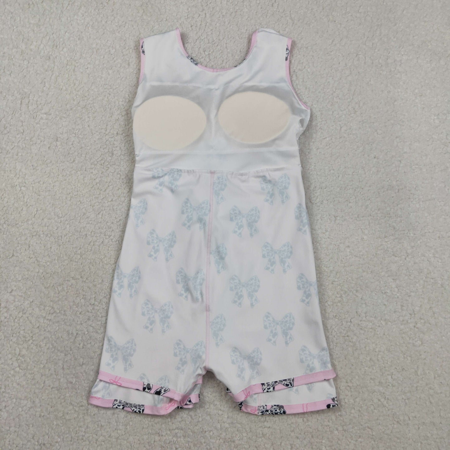 RTS Baby Girls Sleeveless Cow Print Bows Pink Yoga Shorts Knee Length Dress