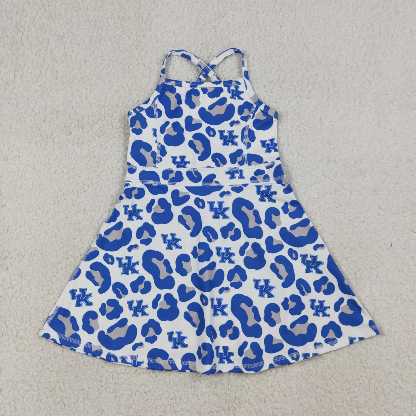 RTS Sibling Baby Girl Kids Sleeveless Leopard Team Knee Length Yoga Active Dresses