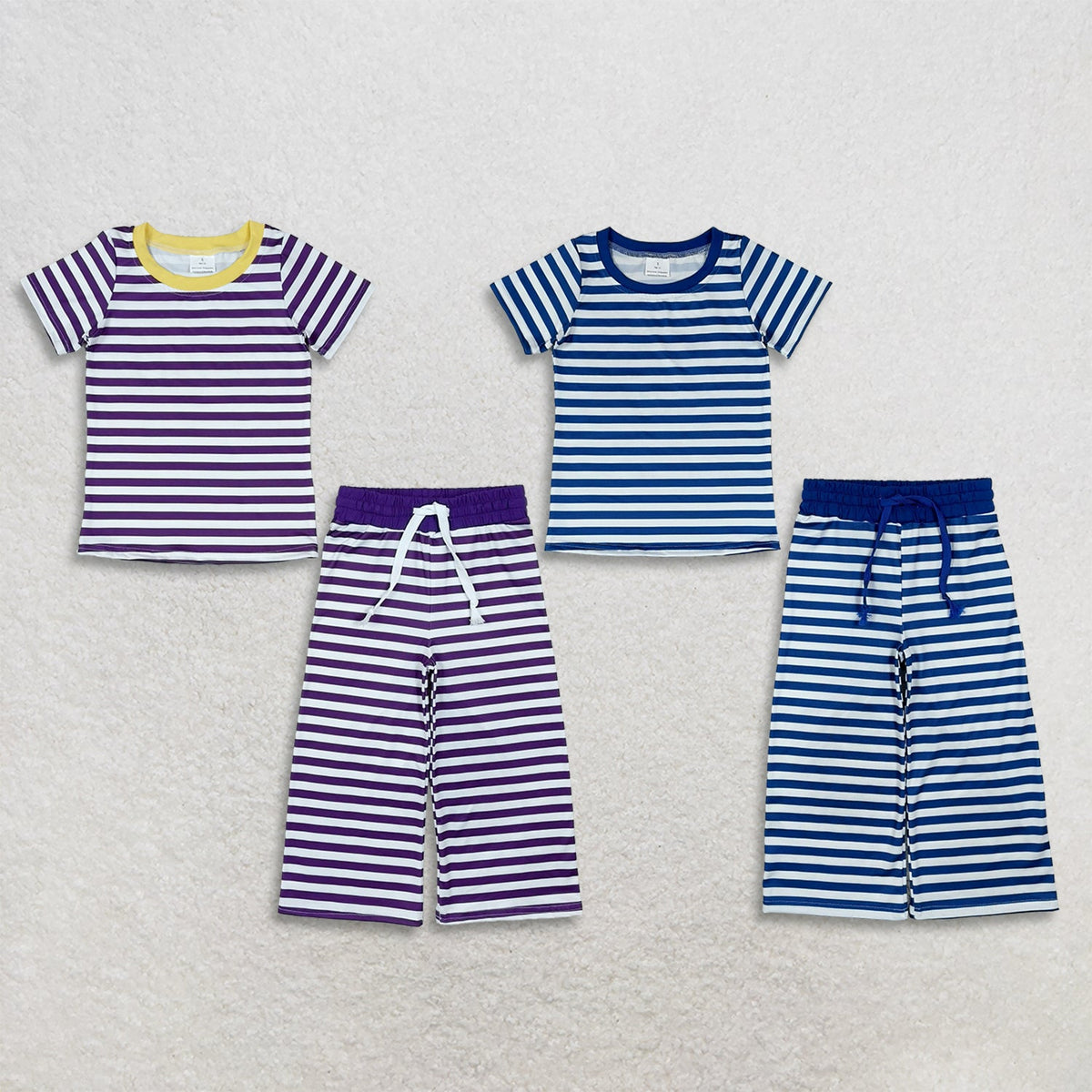 Sibling Baby Girls Kids Short Sleeves Stripes Shirts Pants Pajamas Sets Clothes