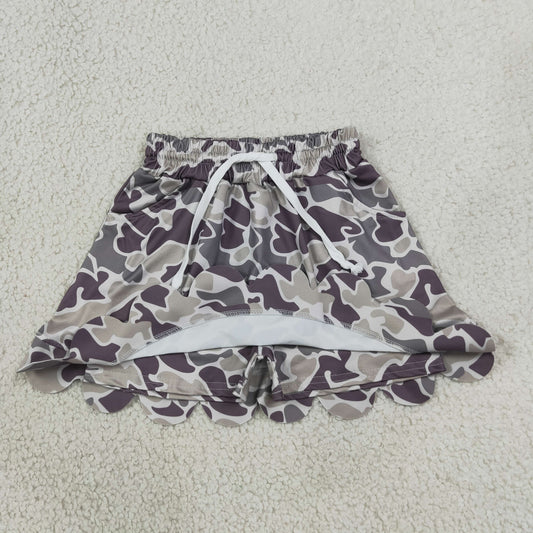 Baby Girls Kids Camo Shorts Pockets Scallop Skirt Clothes