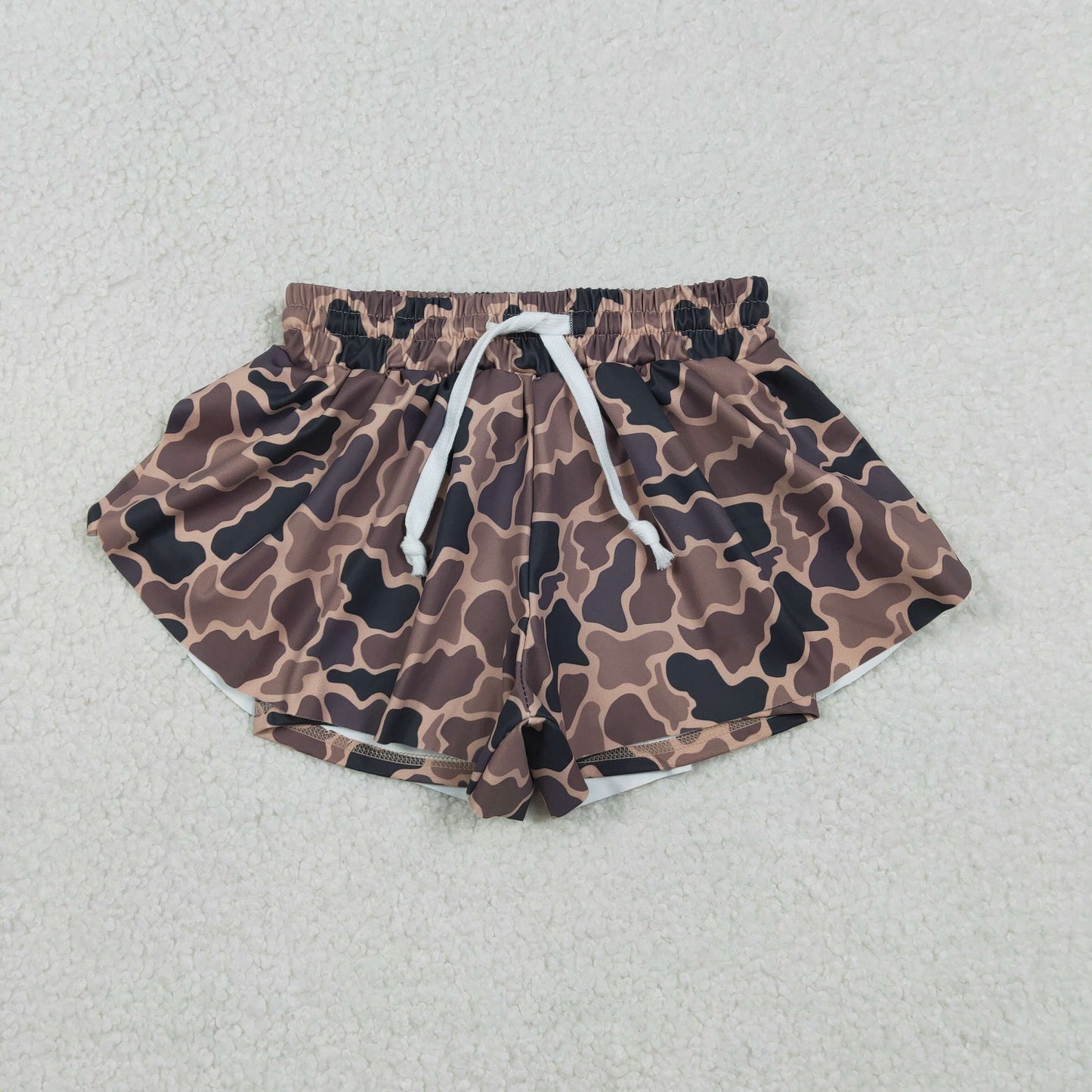 Sibling Kids Girls Adult Women Brown Camo Yoga Southern Shorts Bottoms
