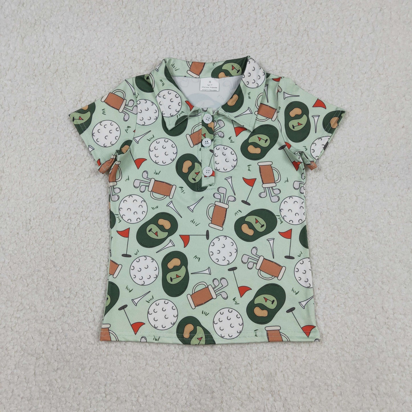 Baby Boys Short Sleeves Golf Buttons Green Shirt Tops