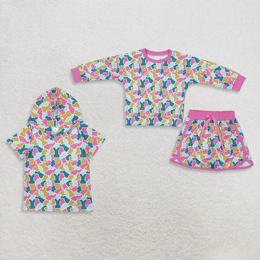 Sibling Baby Girls Toddler Rabbits Easter Skirt Shorts Set Shirt Camo Clothes