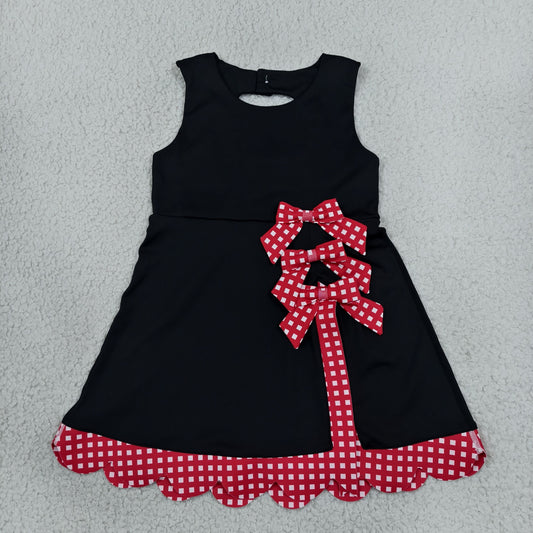 Baby Girls Kids Sleeveless Plaid Bows Shorts Scallop Dress Yoga Active Black Clothes RTS