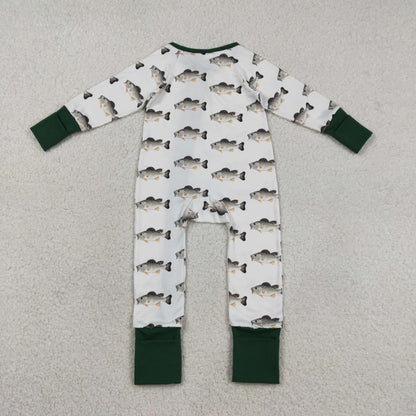 RTS Baby Boys Kids Long Sleeves Fish Zipper Pajamas Romper
