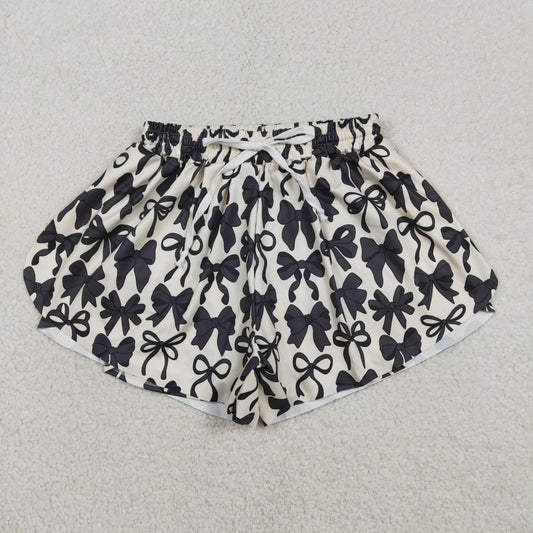 Adult Women Black Bows Yoga Southern Shorts Bottoms