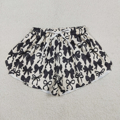 Sibling Kids Girls Adult Women Black Bows Shorts Yoga Active Bottom Mom and Me Clothes