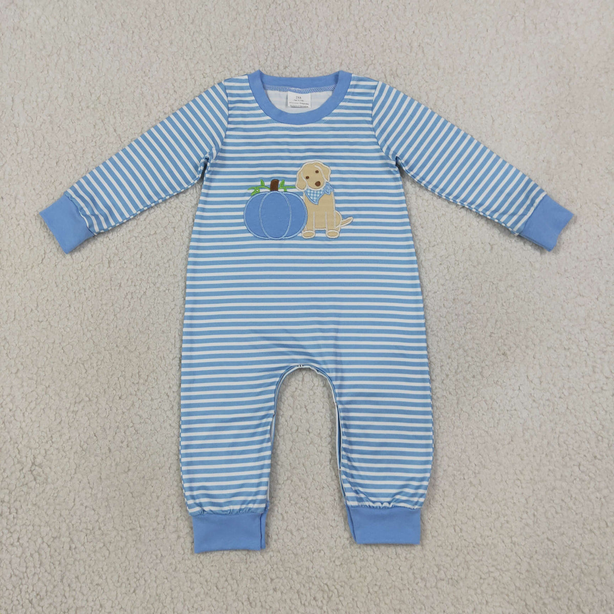 Sibling Baby Boys Girls Embroidery Pumpkins Dogs Stripes Rompers Sets Thanksgiving Clothes