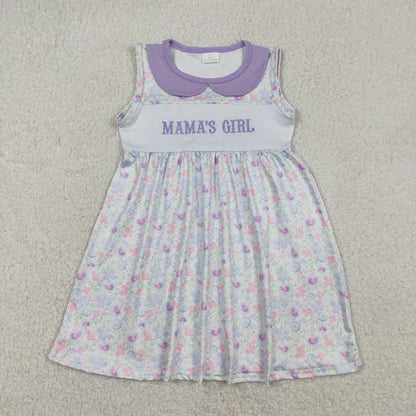 RTS Sibling Baby Girls Kids Sleeveless Embroidery Mama's Girl Flower Romper Dress