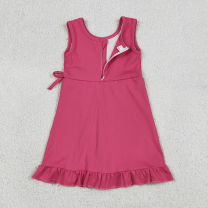 Baby Girls Kids Sleeveless Pink Scallop Yoga Active Knee Length Dress