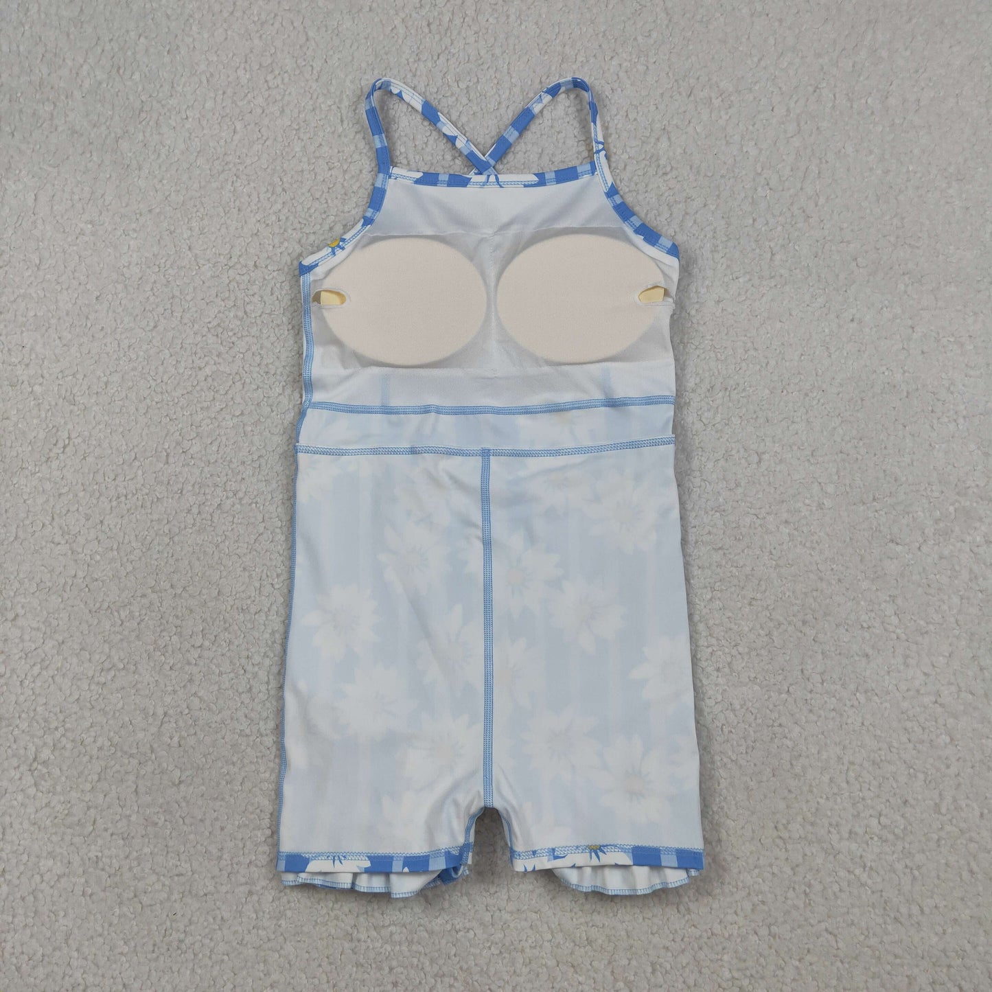 RTS Baby Girls Kids Sleeveless Flower Blue Stripes Yoga Knee Length Yoga Dress