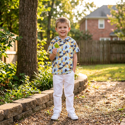 Baby Boys Toddler Short Sleeves Rabbits Hoodie Easter Shirt Tops Camo Clothes RTS