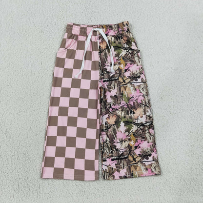 Baby Girls Kids Leaves Checked Pants Bottoms Camo Clothes