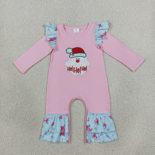 Sibling Baby Girls Kids Long Sleeves Embroidery Santa Christmas Flower Romper Set Clothes