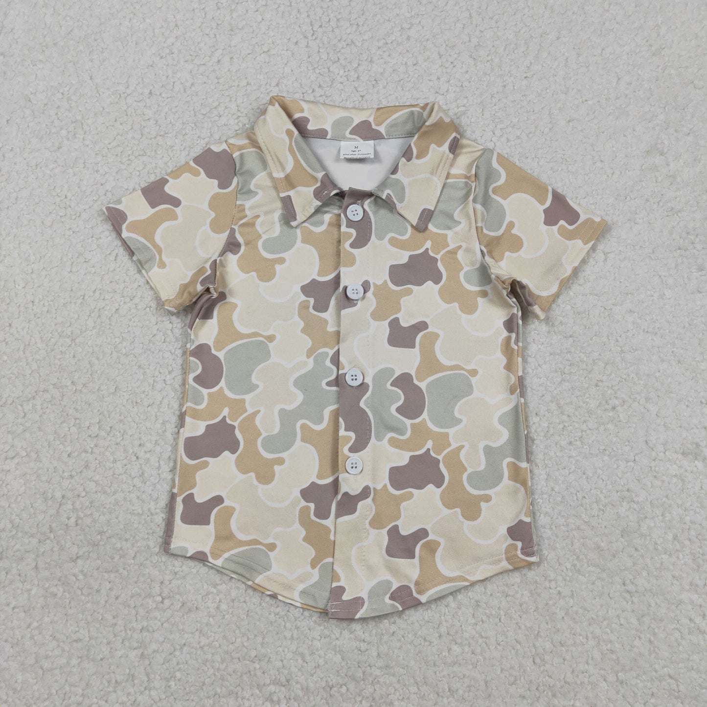 Baby Boys Khaki Camo Short Sleeves Buttons Cardigan Shirt
