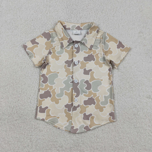 Baby Boys Khaki Camo Short Sleeves Buttons Cardigan Shirt