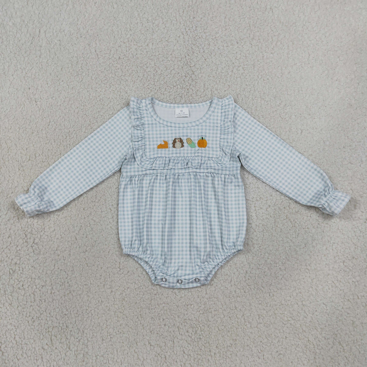 Sibling Baby Boys Toddler Baby Girls Infant Embroidery turkey Pumpkin Plaid Rompers Set Clothes