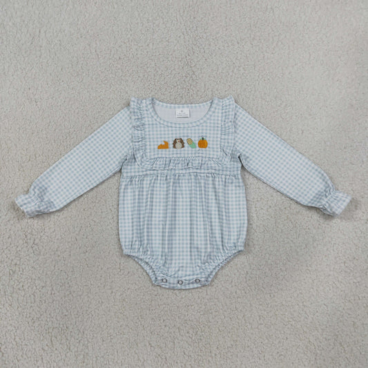 Sibling Baby Boys Toddler Baby Girls Infant Embroidery turkey Pumpkin Plaid Rompers Set Clothes