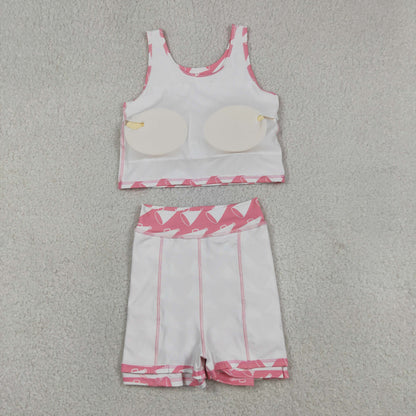 Baby Girls Kids Sleeveless Cheer Athletic Active Wear Tops Shorts Skirt Clothes Set