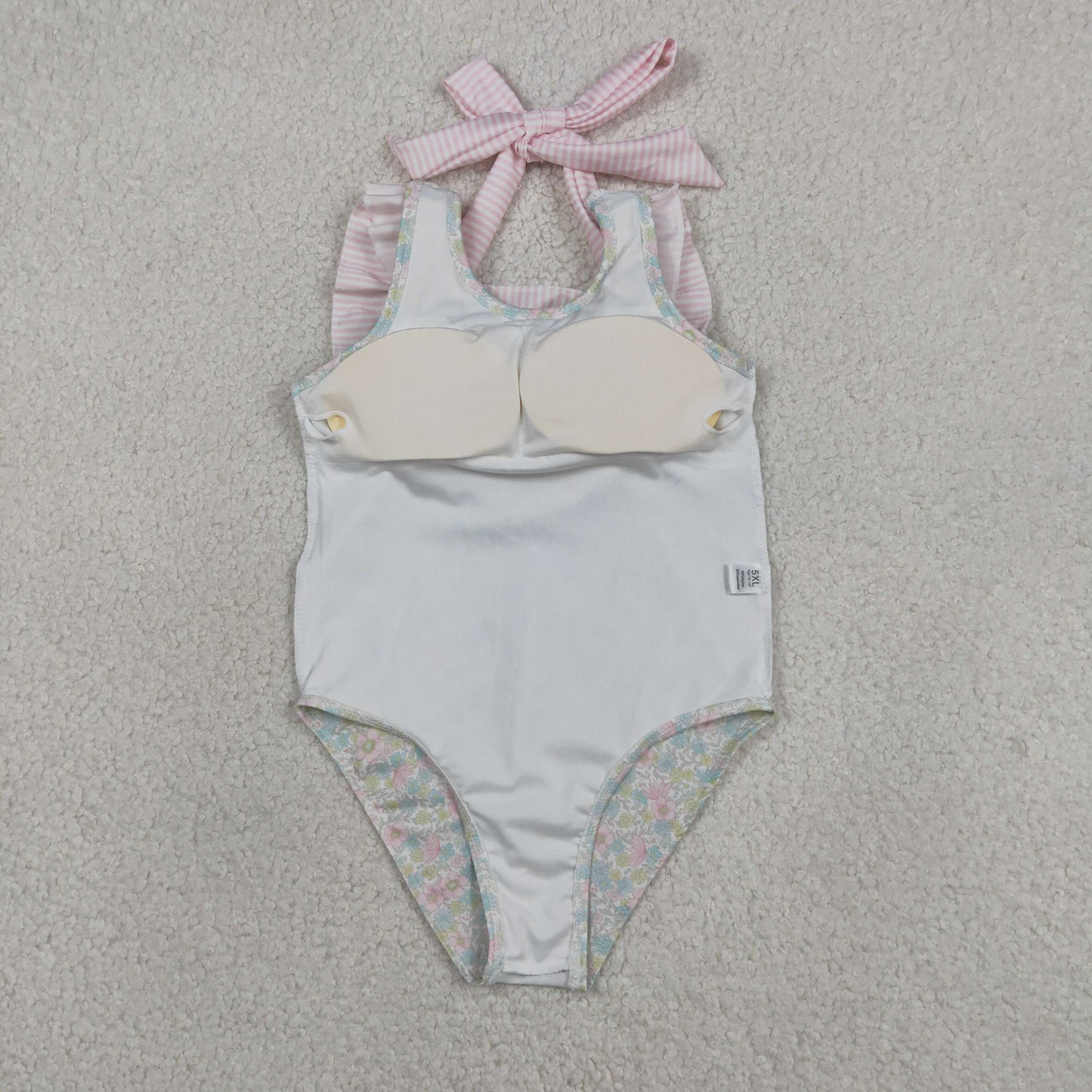 Baby Girls Kids Stripes Bows Floral Summer One-piece Swimsuit