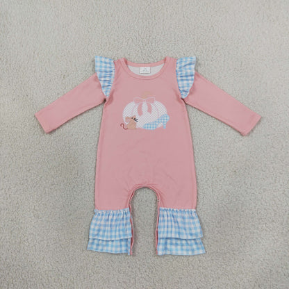 Sibling Baby Girls Kids Long Sleeves Pumpkins Romper Set Fall Clothes