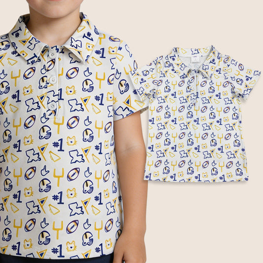 Baby Boys Kids Short Sleeves Football Buttons Pullover Tigers Shirt Team Tops