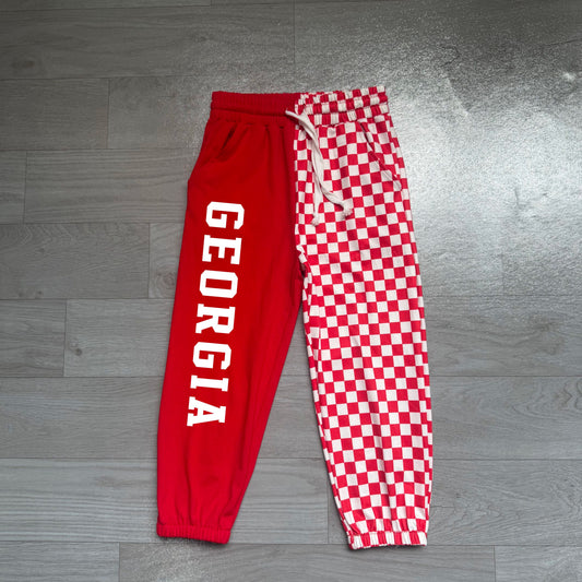 No moq Baby Boys Kids Red Plaid Pockets Vinyl Pants Bottoms Team Clothes
