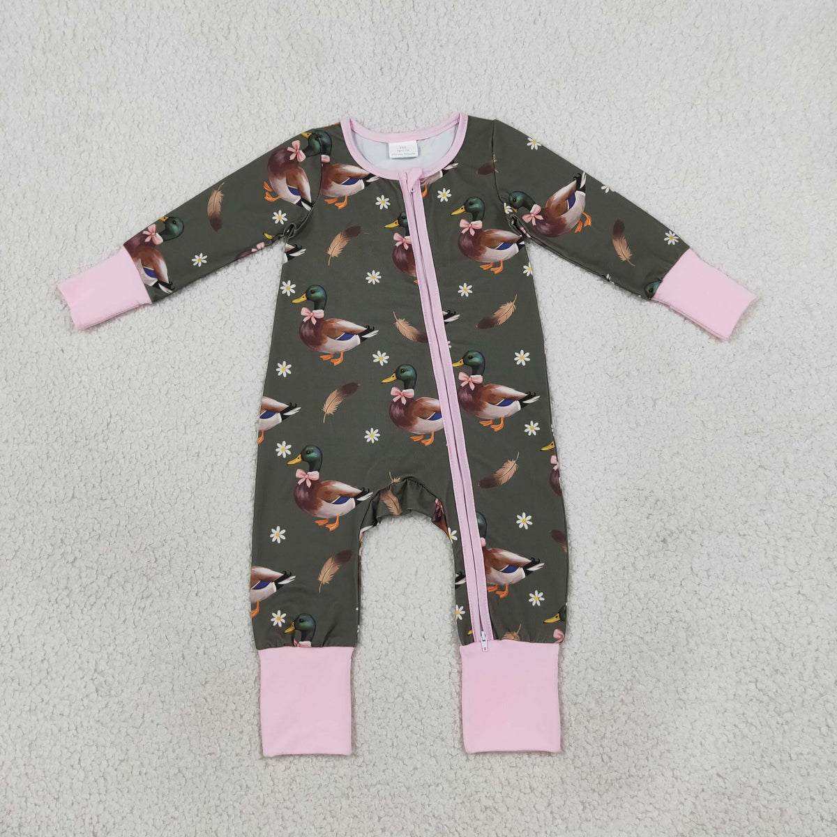 USA Shop Baby Girls Infant Long Sleeves Ducks Bows Flower Zipper Footie Sleeper Romper Clothes