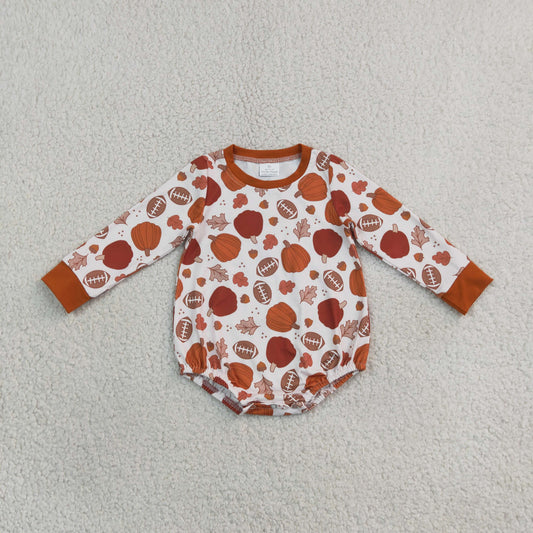 Baby Boys Infant Long Sleeves turkey Football Fall Bubble Romper Clothes
