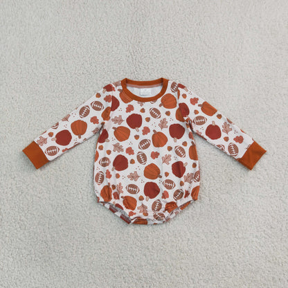 Sibling Baby Boys Infant Long Sleeves Pumpkins Fall Bubble Rompers Clothes