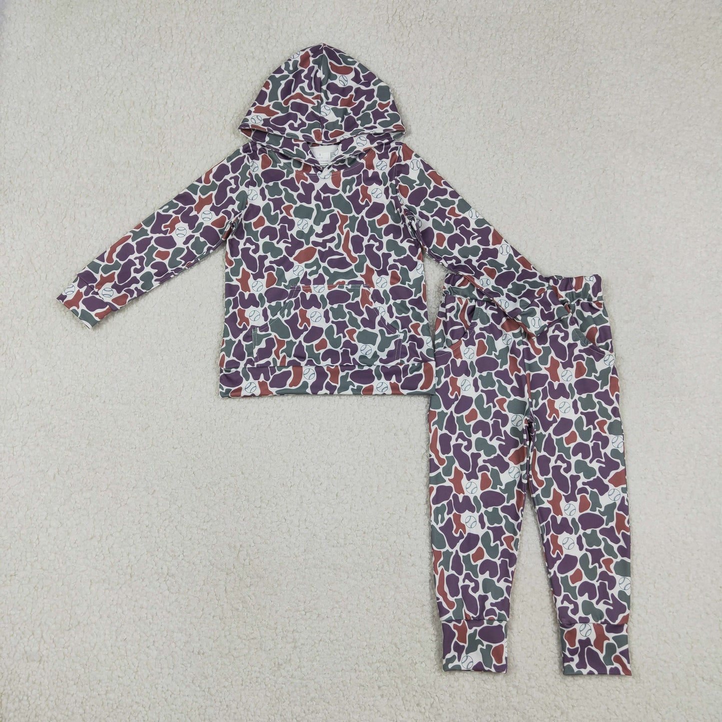Baby Boys Long Sleeves Camo Hoodie Pullover Pockets Pants Clothes Set