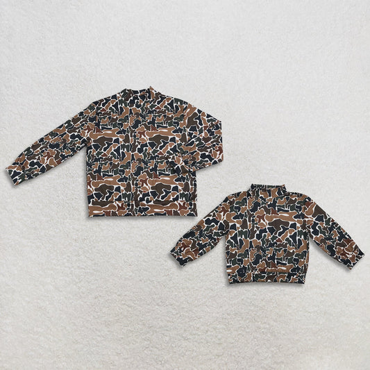 Sibling Baby Girls Adult Woman Long Sleeves Brown Camo Shirts Yoga Active Clothes