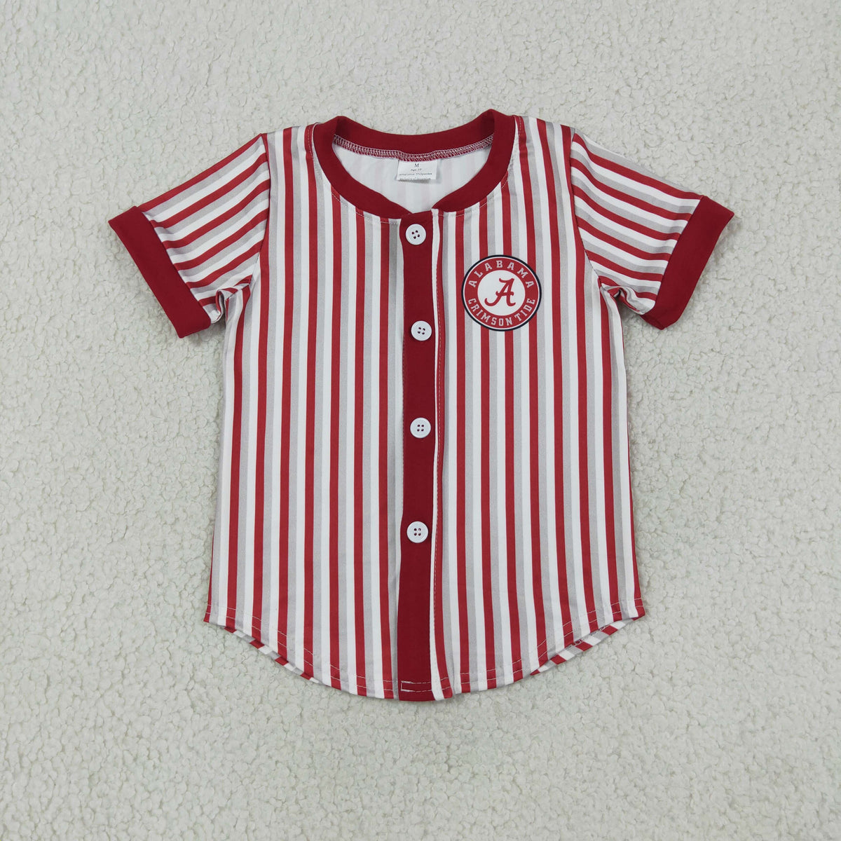 Baby Boy Kids Short Sleeves Red Grey Stripes Shirt Team Tops