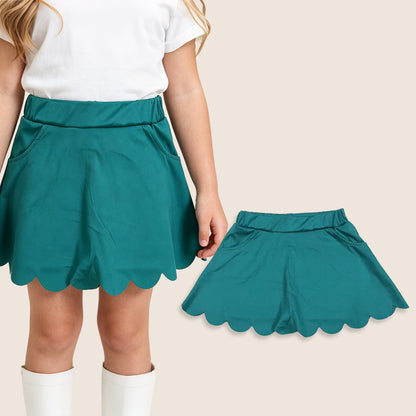 Baby Girl Kids Green Scallop Skort Yoga Shorts Skirt Bottoms