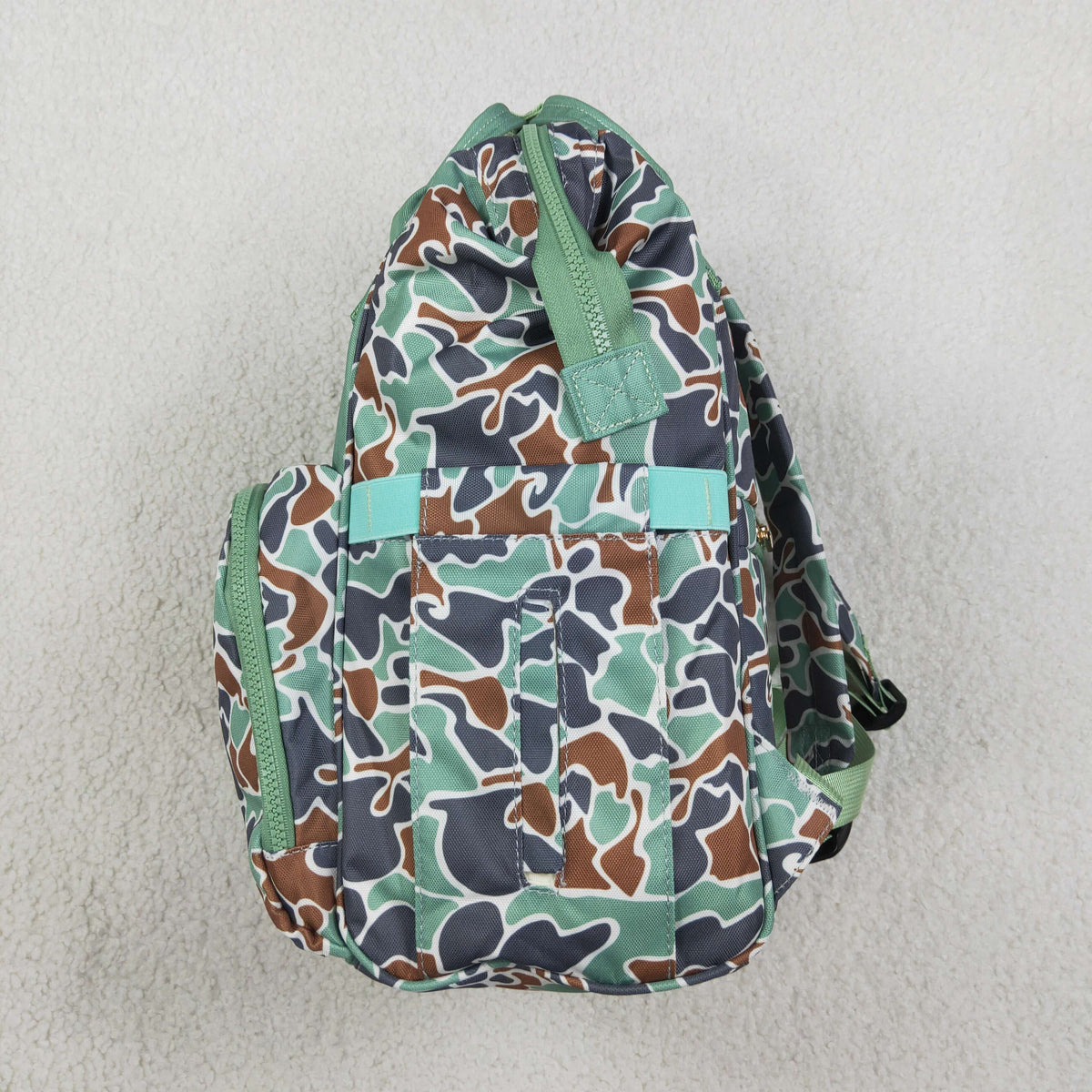 Baby Boys Kids Duck Camo Print Zipper Green Backpack School Bag RTS