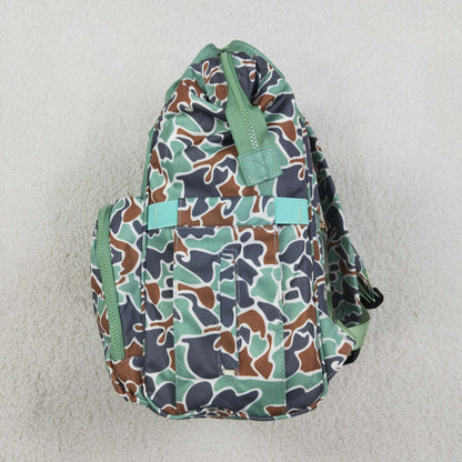 Baby Boys Kids Duck Camo Print Zipper Green Backpack School Bag RTS