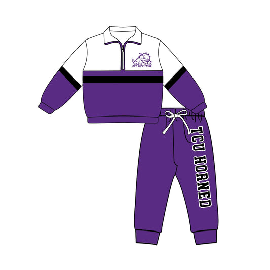Moq 5 Baby Boys Toddler Long Sleeves Zipper Pullover Jogger Pants Team Clothes Set