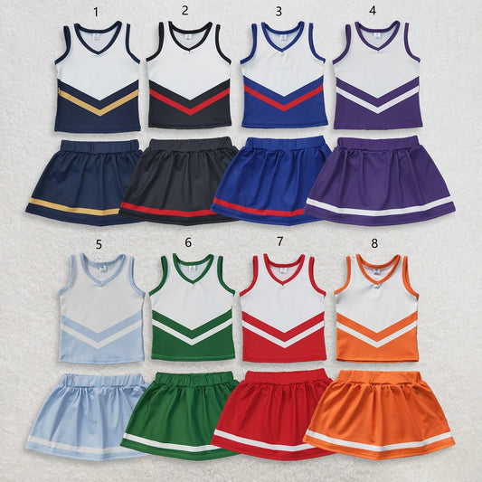 Sibling Baby Girls Kids Cheer Tops Skirts Shorts Team Sets Yoga Active Clothes