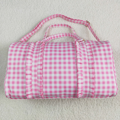 Kids Girl Adult Pink Plaid Ruffle Gym Bag