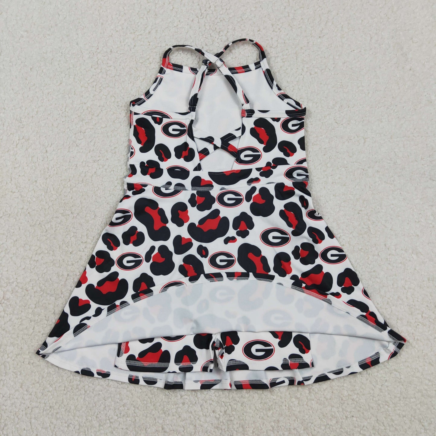 RTS Baby Girls Kids Straps Leopard G Team Yoga Active Shorts Knee Length Dress